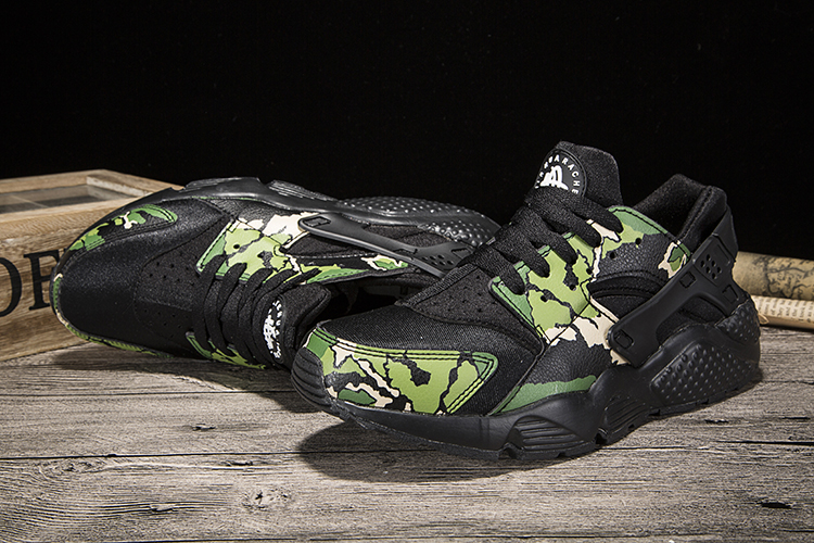 New Women Nike Air Huarache 1 Black Green Print Shoes